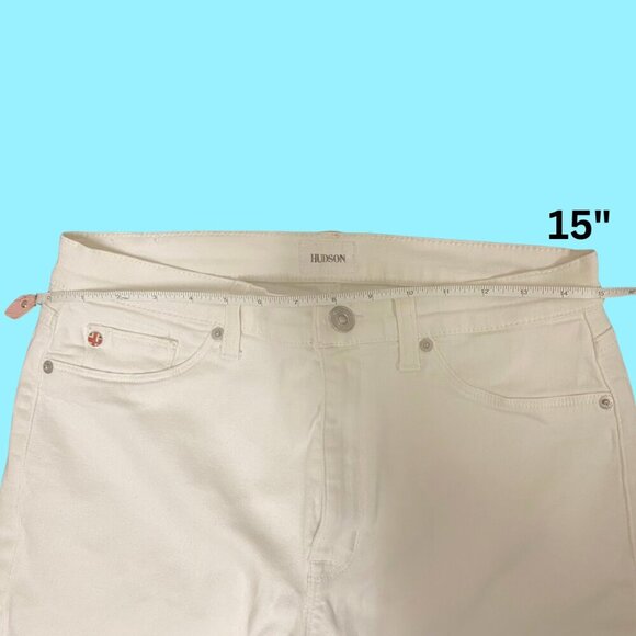 Hudson “Harper” High Rise Crop Baby Kick Flare Jeans – White – Size 30 - Picture 5 of 10